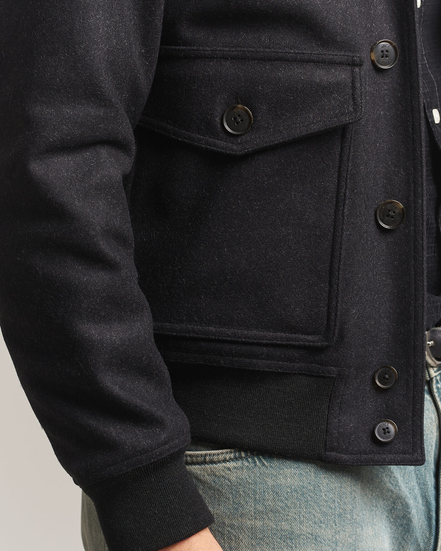 Uomini | Giacche | Baracuta | Melton Wool Blouson Jacket Charcoal