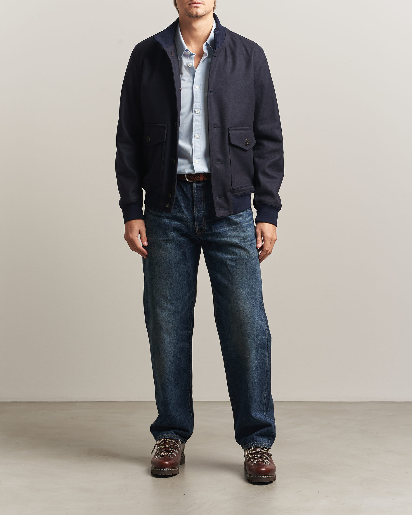 Uomini | Giacche | Baracuta | Melton Wool Blouson Jacket Deep Blue