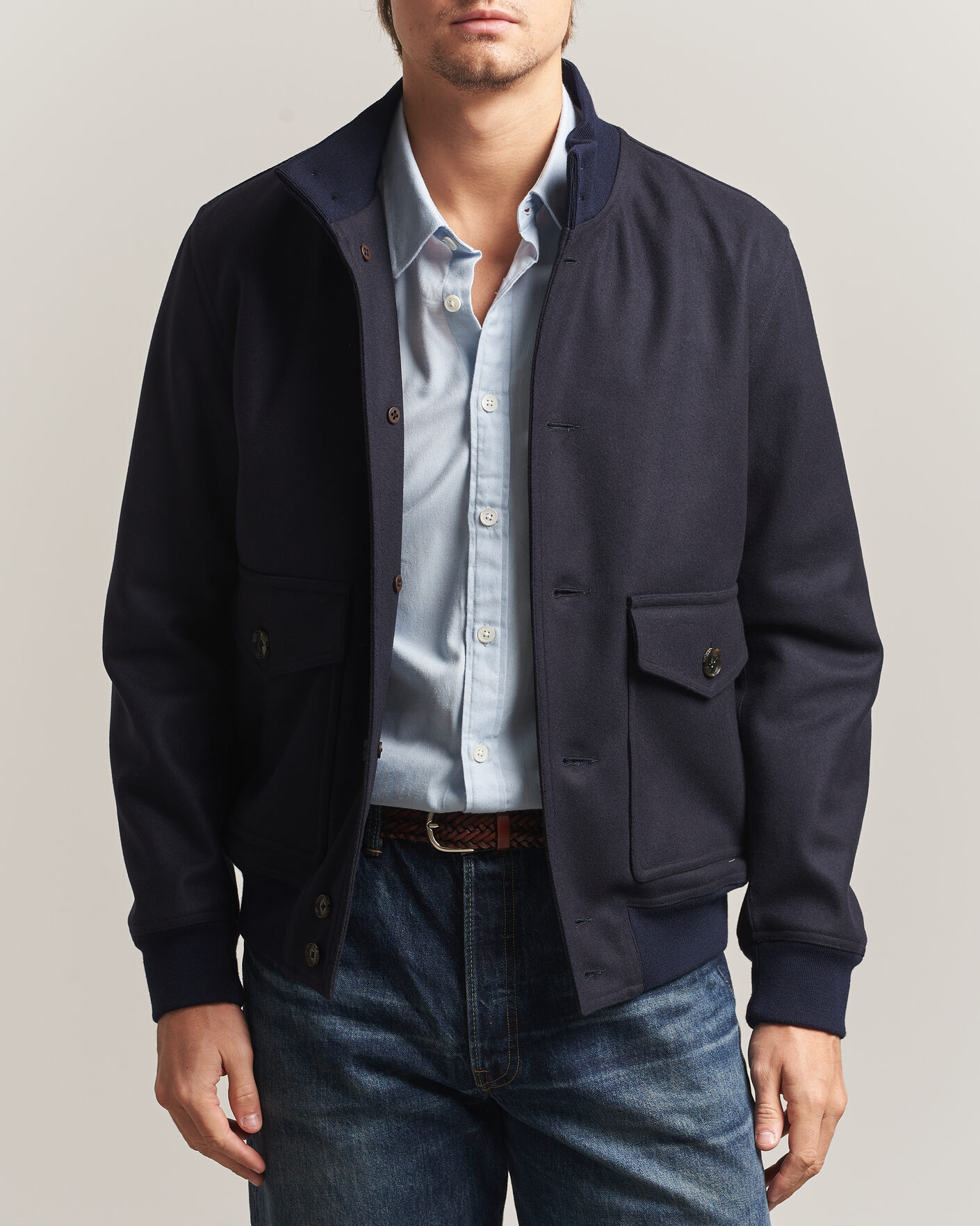 Uomini | Giacche | Baracuta | Melton Wool Blouson Jacket Deep Blue