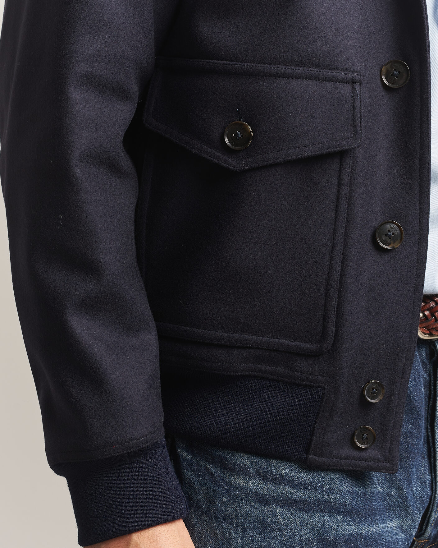 Uomini | Giacche | Baracuta | Melton Wool Blouson Jacket Deep Blue