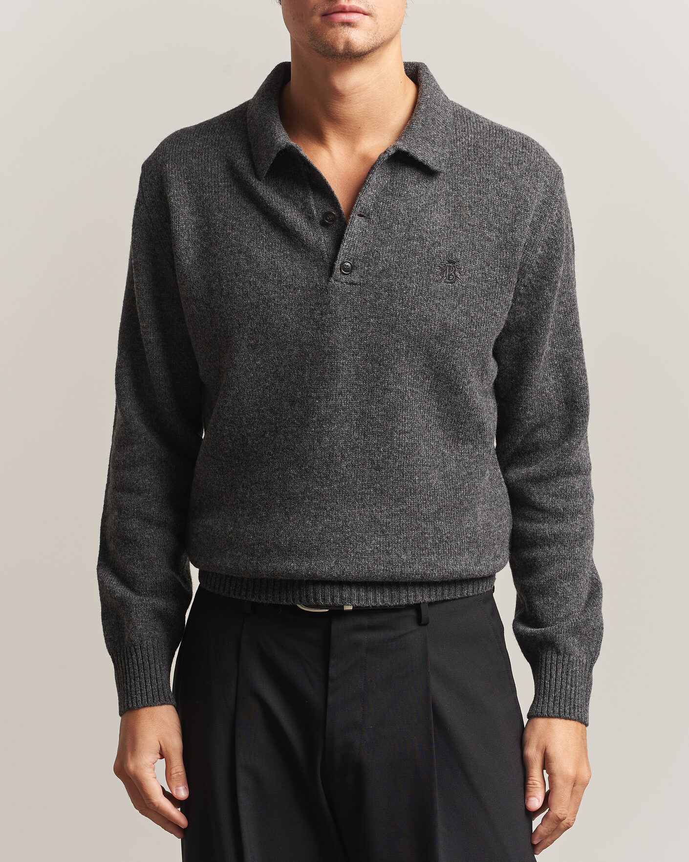 Uomini | Maglieria | Baracuta | Shetland Polo Mid Grey