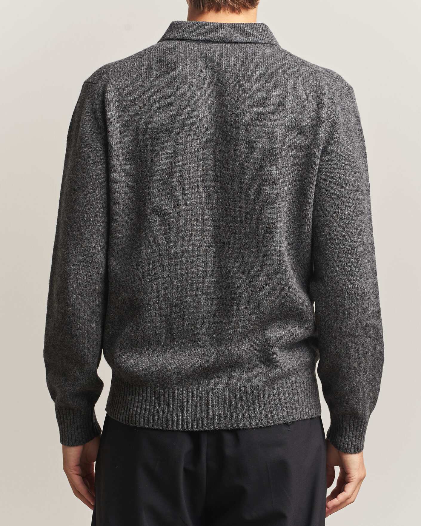 Uomini | Maglieria | Baracuta | Shetland Polo Mid Grey