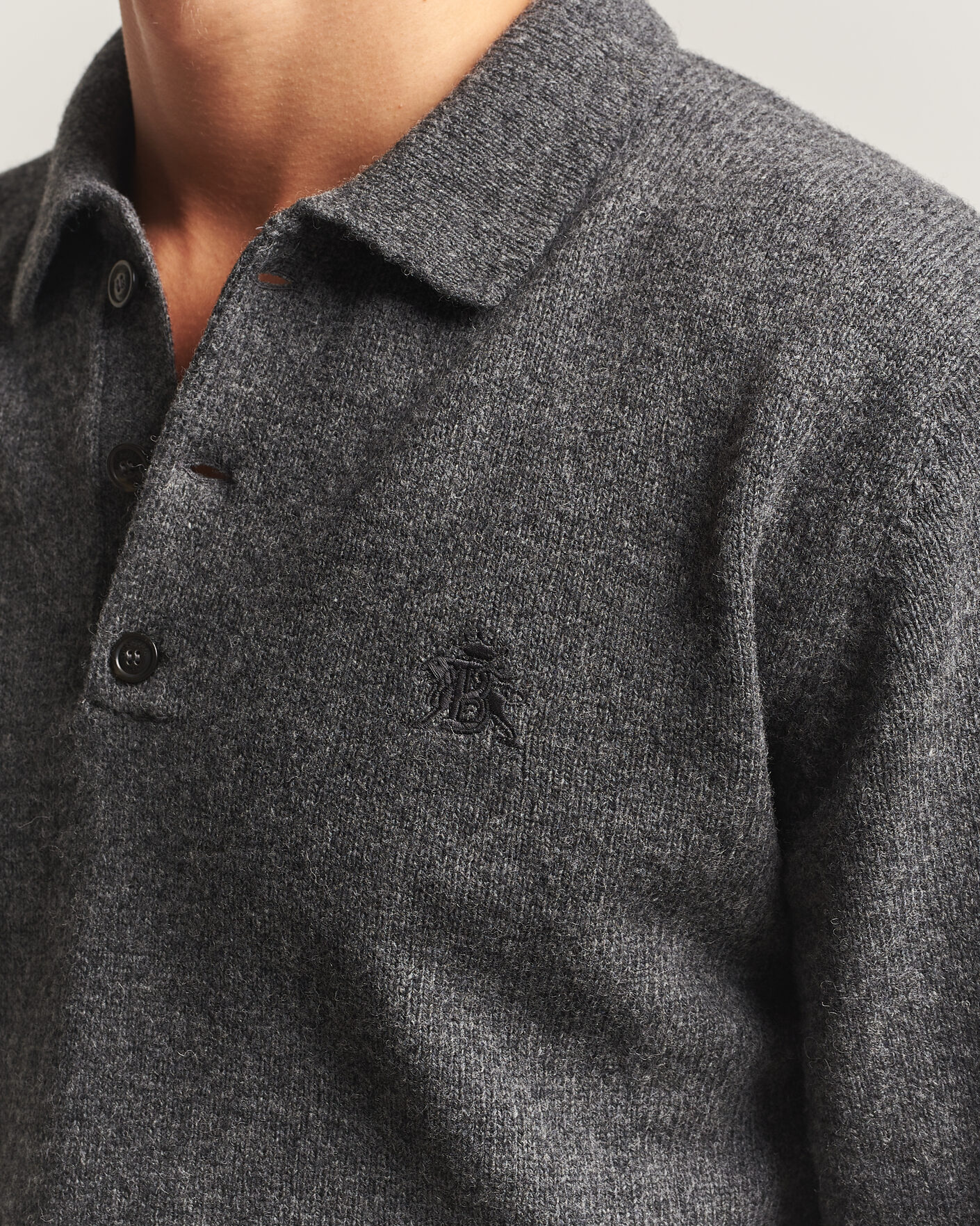 Uomini | Maglieria | Baracuta | Shetland Polo Mid Grey
