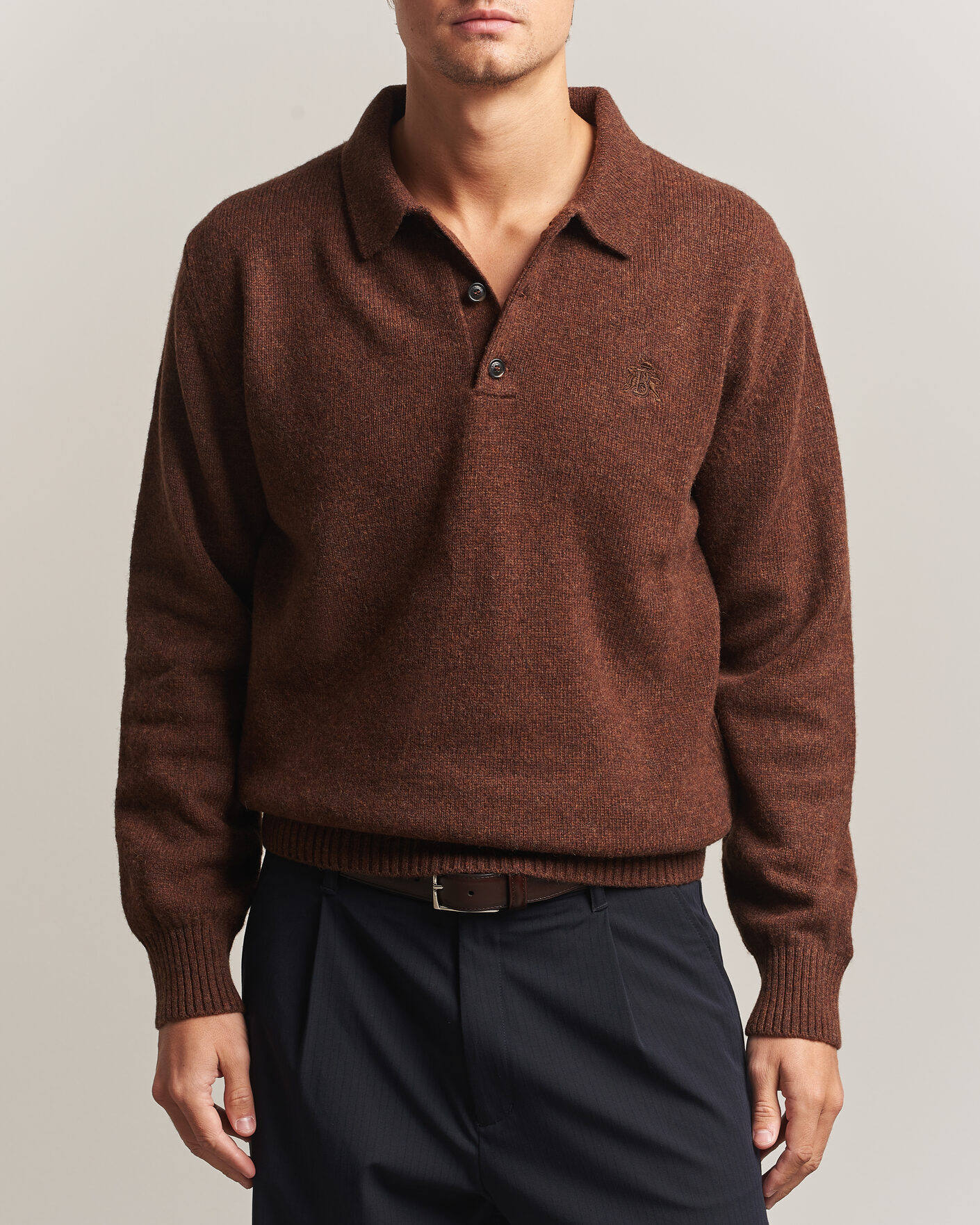 Uomini | Maglieria | Baracuta | Shetland Polo Slate Black