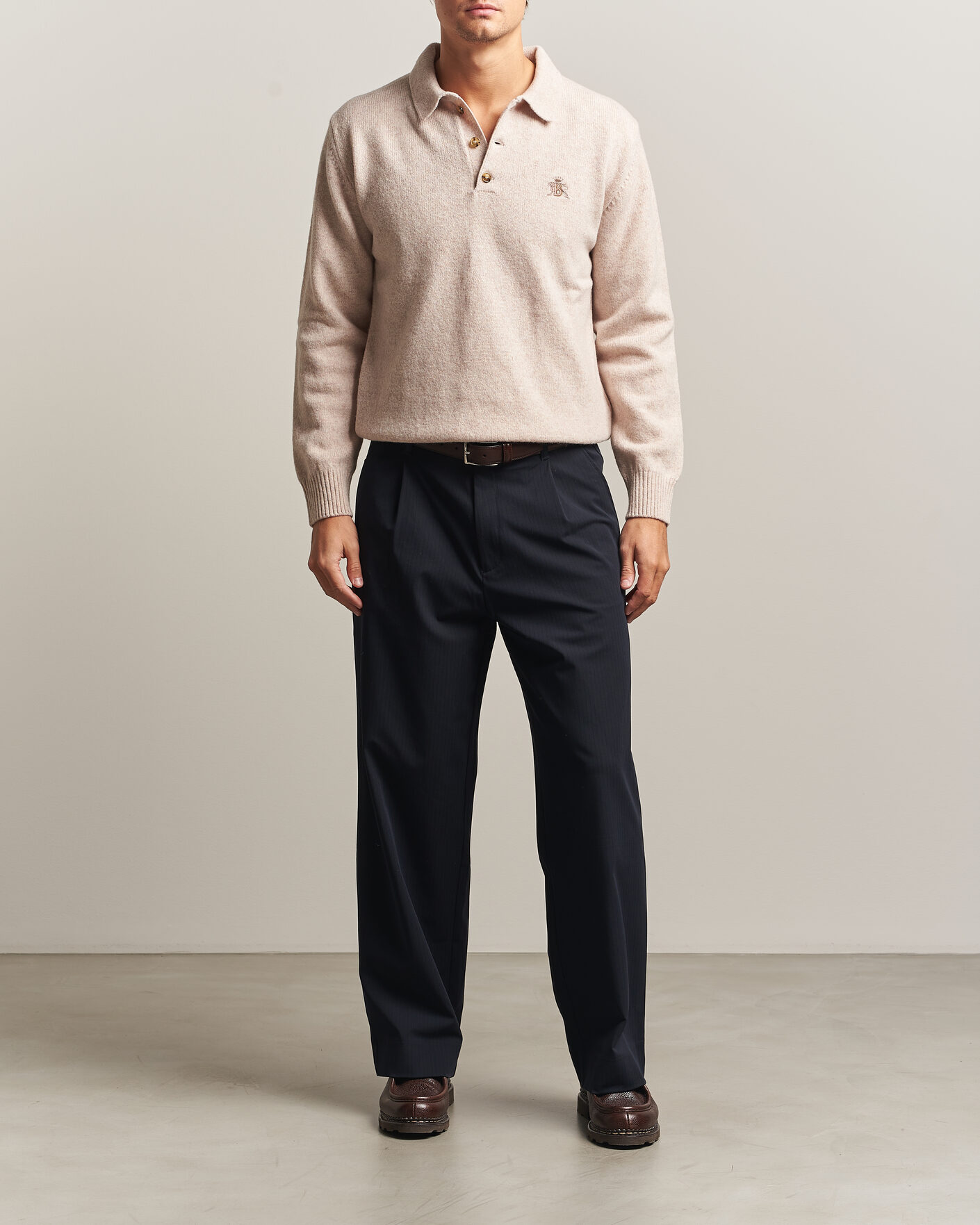Uomini | Maglieria | Baracuta | Shetland Polo Antique White