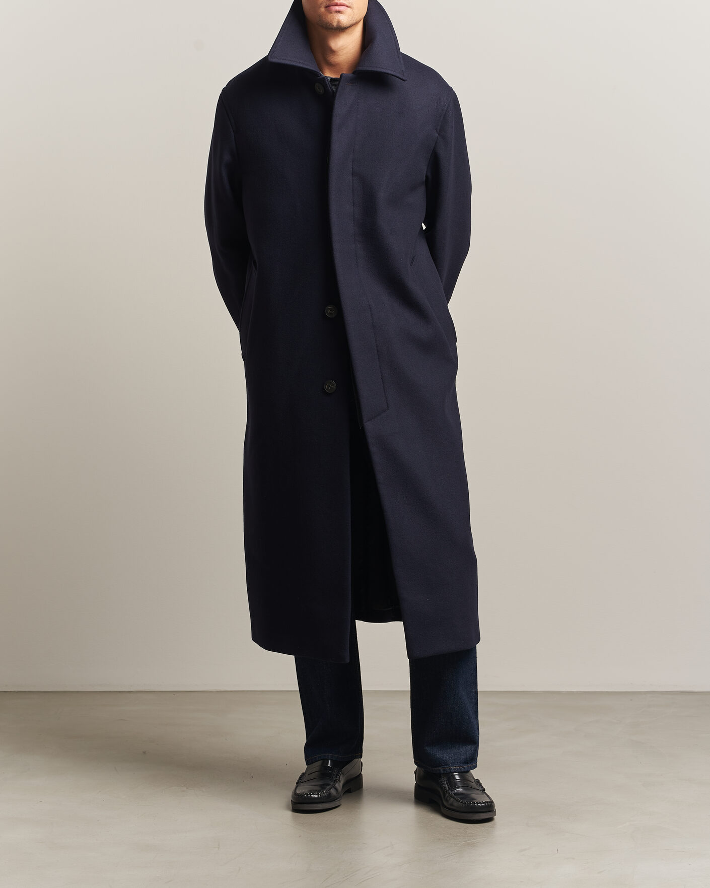 Uomini | Giacche | Sunflower | Wool Blend Winter Coat Navy