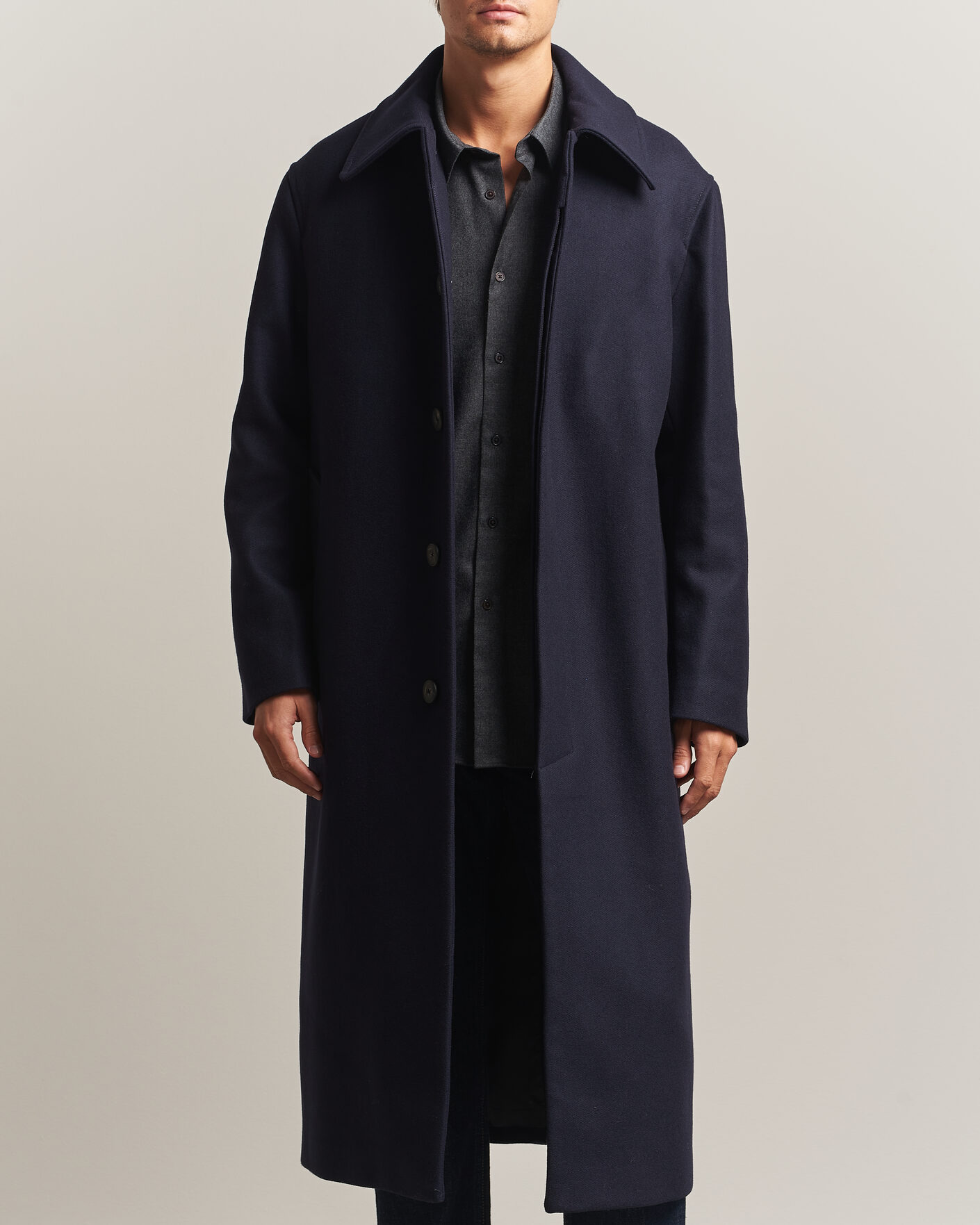 Uomini | Giacche | Sunflower | Wool Blend Winter Coat Navy