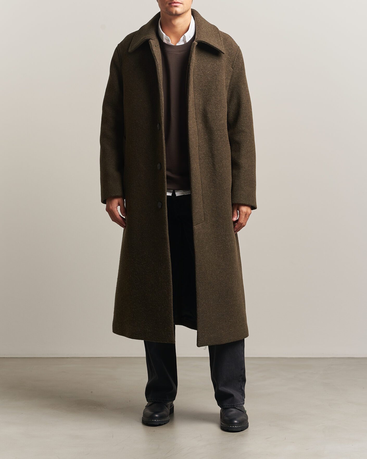 Uomini | Giacche | Sunflower | Wool Blend Winter Coat Green Moss