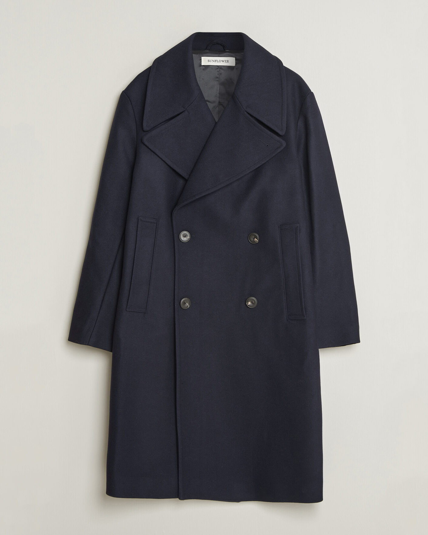 Uomini | Giacche | Sunflower | Double Breasted Wool Blend Coat Navy