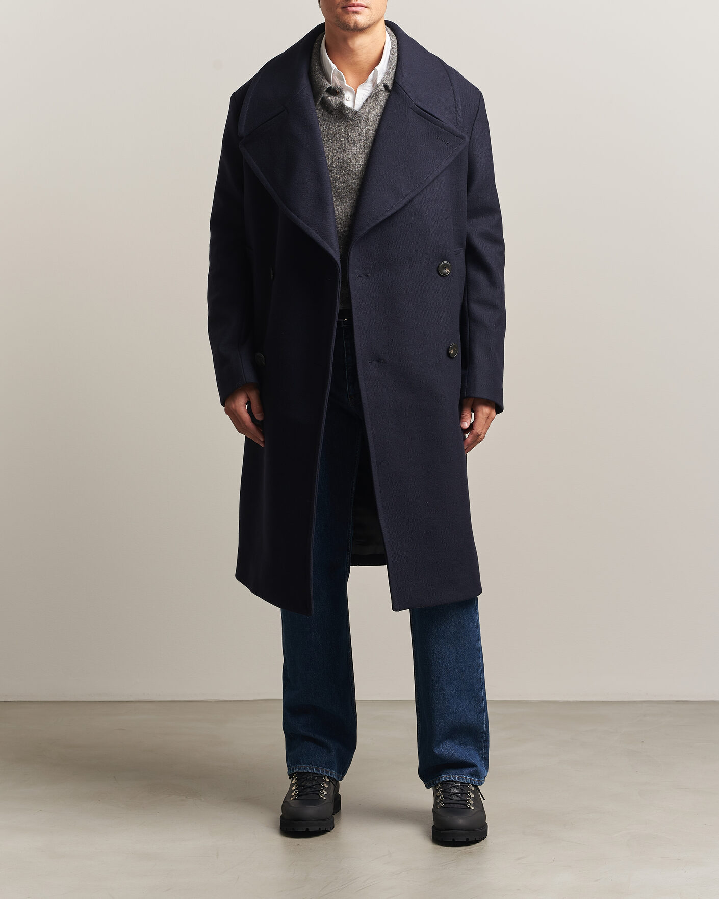 Uomini | Giacche | Sunflower | Double Breasted Wool Blend Coat Navy