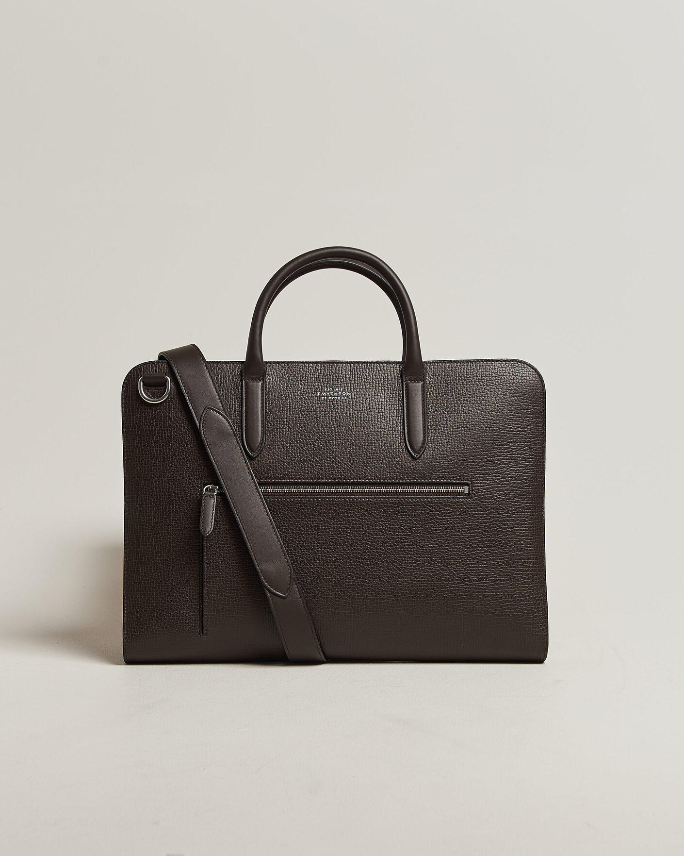 Uomini | Borse | Smythson | Ludlow Ultra Slim Briefcase With Zip Front Dark Brown