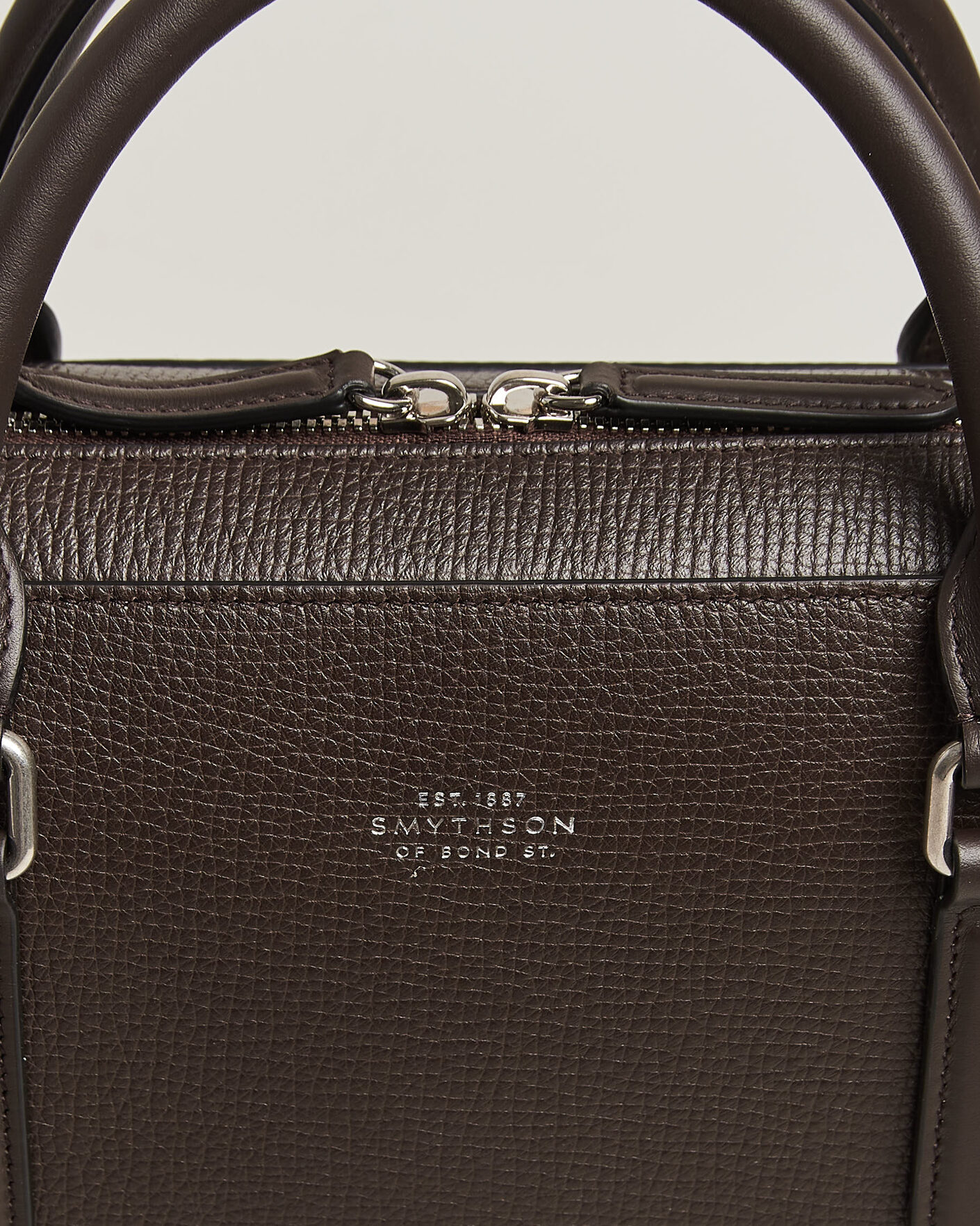 Uomini | Borse | Smythson | Ludlow Slim Briefcase With Zip Front Dark Brown