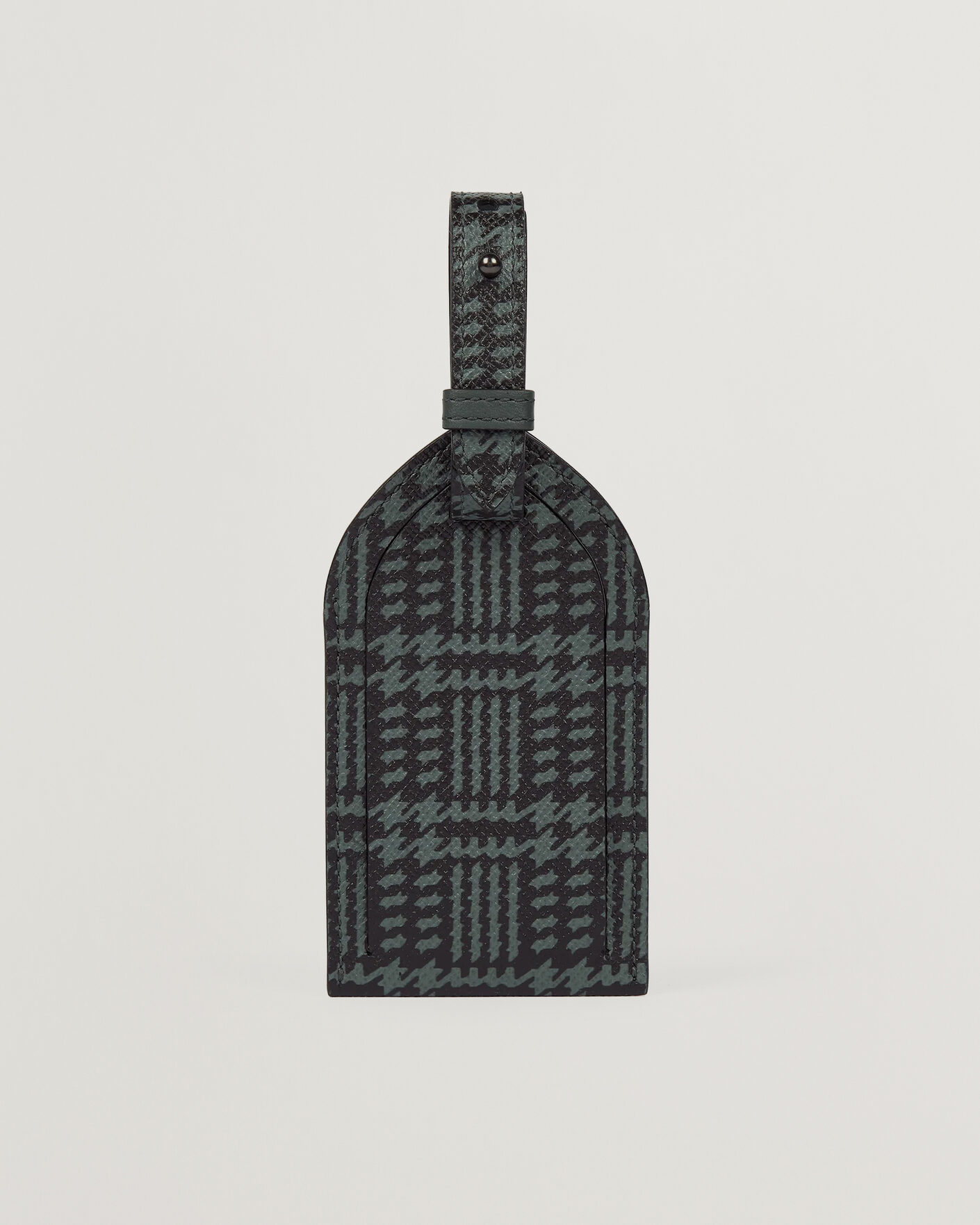 Uomini | Casa | Smythson | Panama Tweed Luggage Tag Slate Green