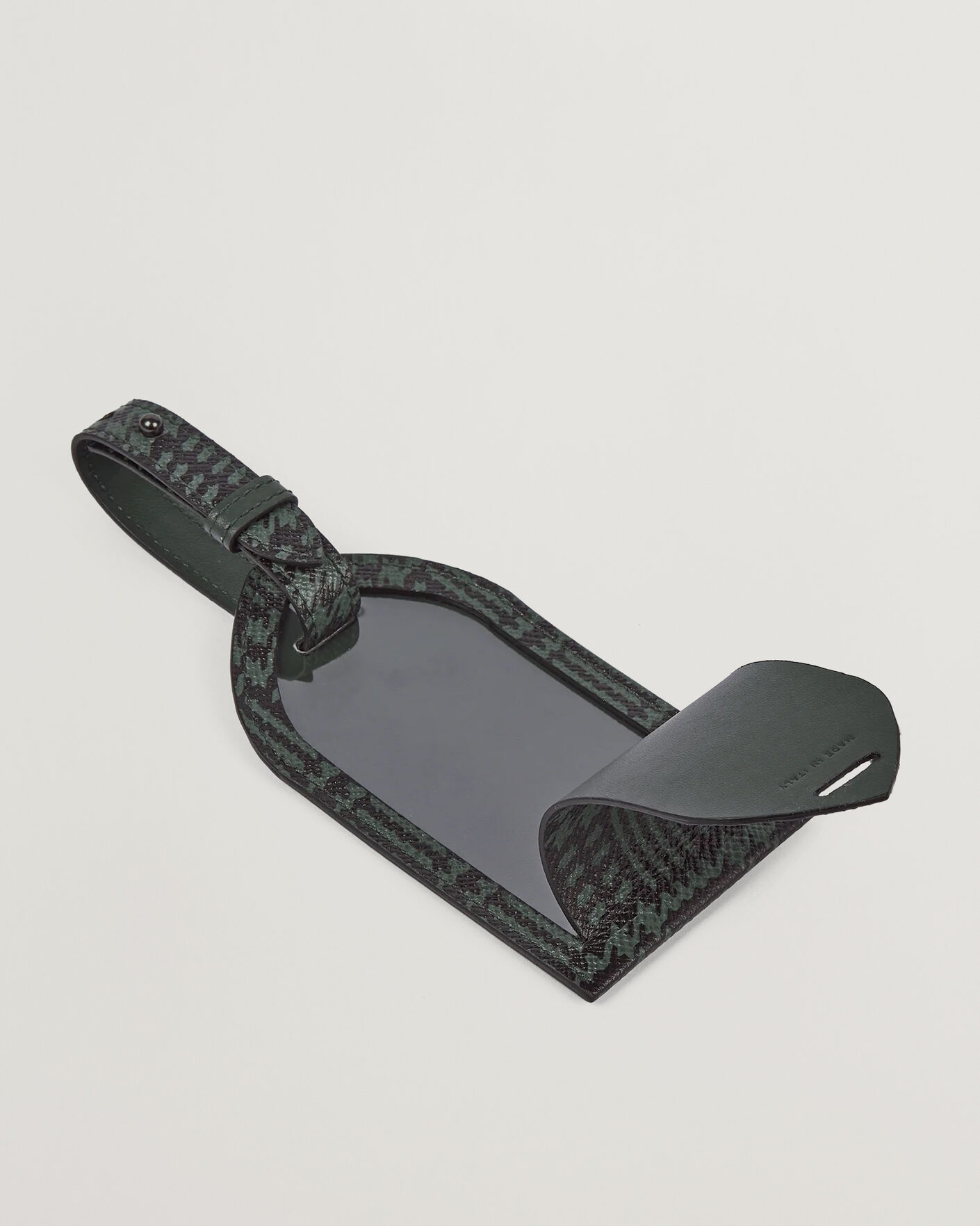 Uomini | Casa | Smythson | Panama Tweed Luggage Tag Slate Green