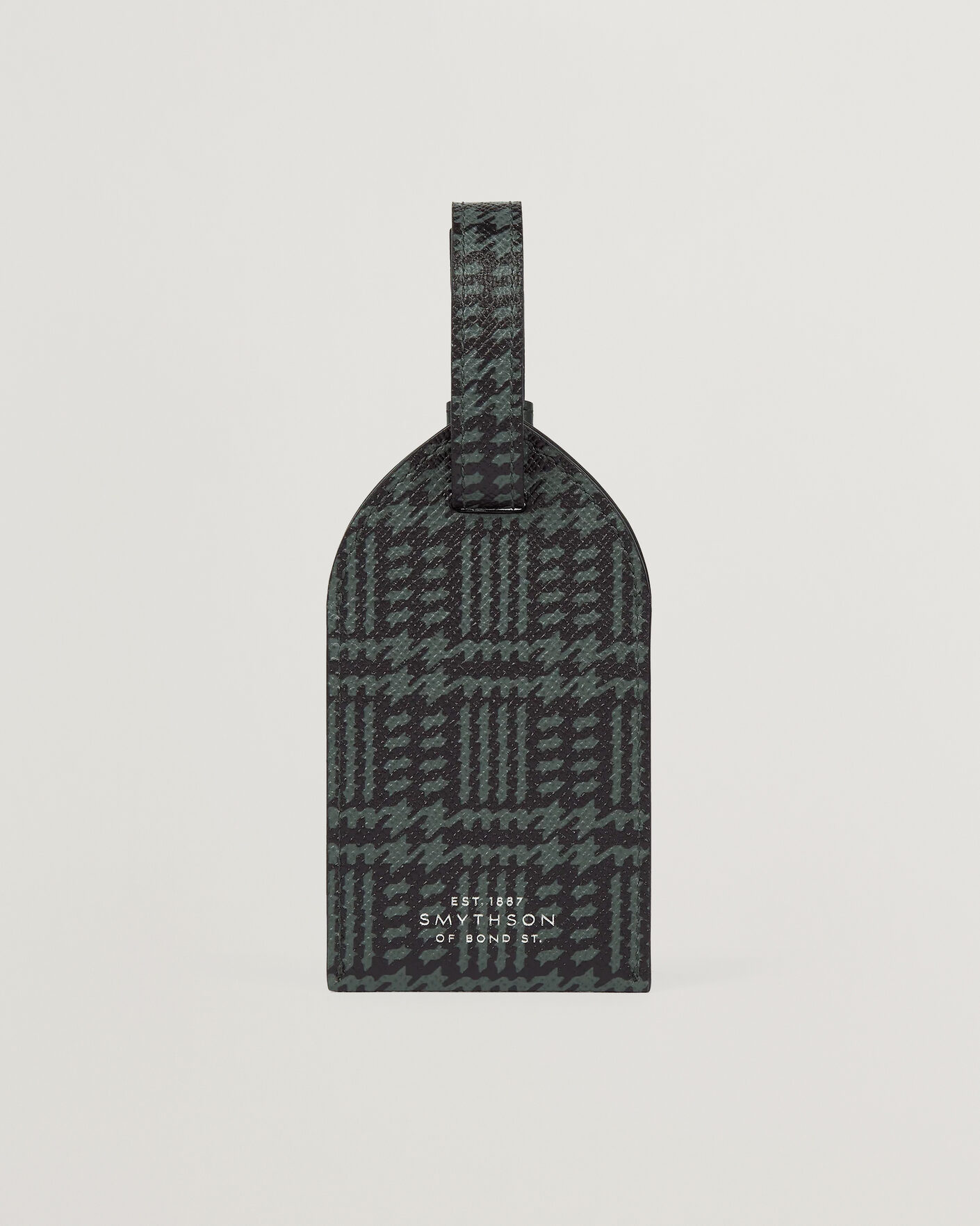 Uomini | Casa | Smythson | Panama Tweed Luggage Tag Slate Green