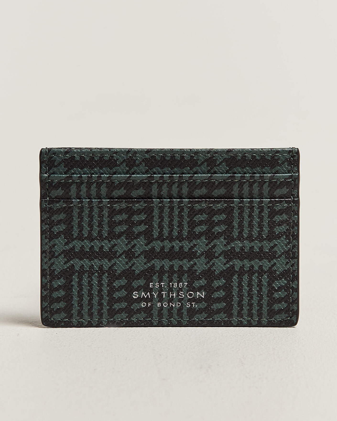 Uomini | Portafogli | Smythson | Panama Tweed Flat Cardholder Slate Green