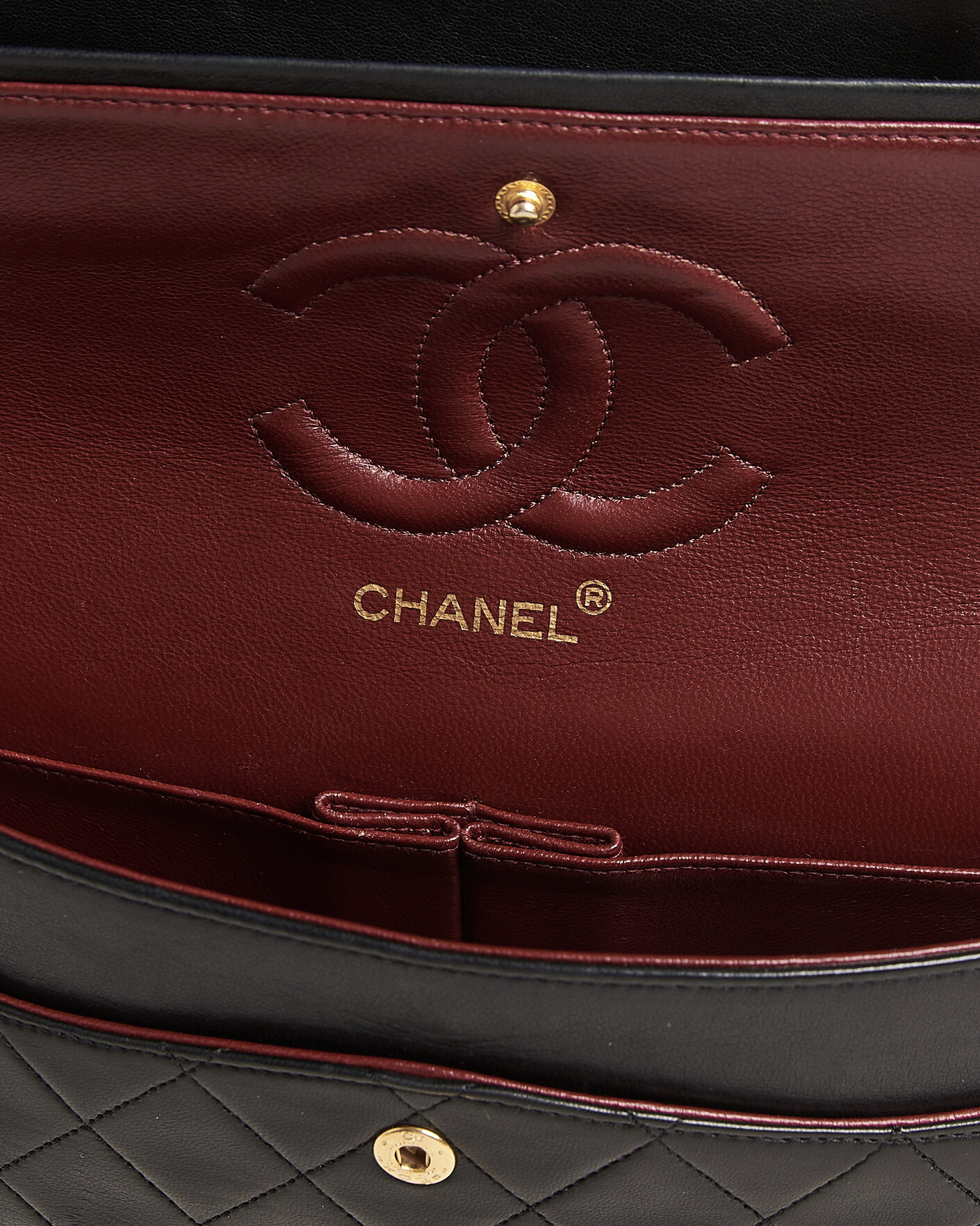 Uomini | Chanel Pre-Owned Classic Medium Double Flap Bag Lambskin Black | Chanel Pre-Owned | Classic Medium Double Flap Bag Lambskin Black