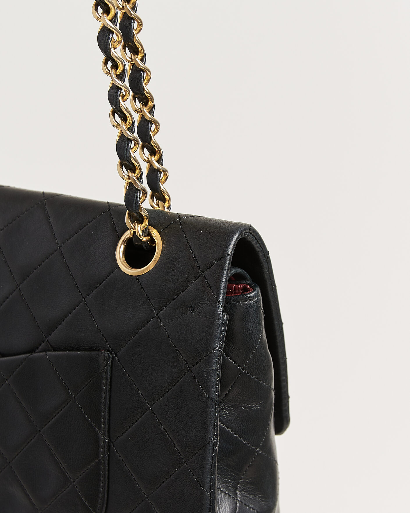 Uomini | Chanel Pre-Owned Classic Medium Double Flap Bag Lambskin Black | Chanel Pre-Owned | Classic Medium Double Flap Bag Lambskin Black