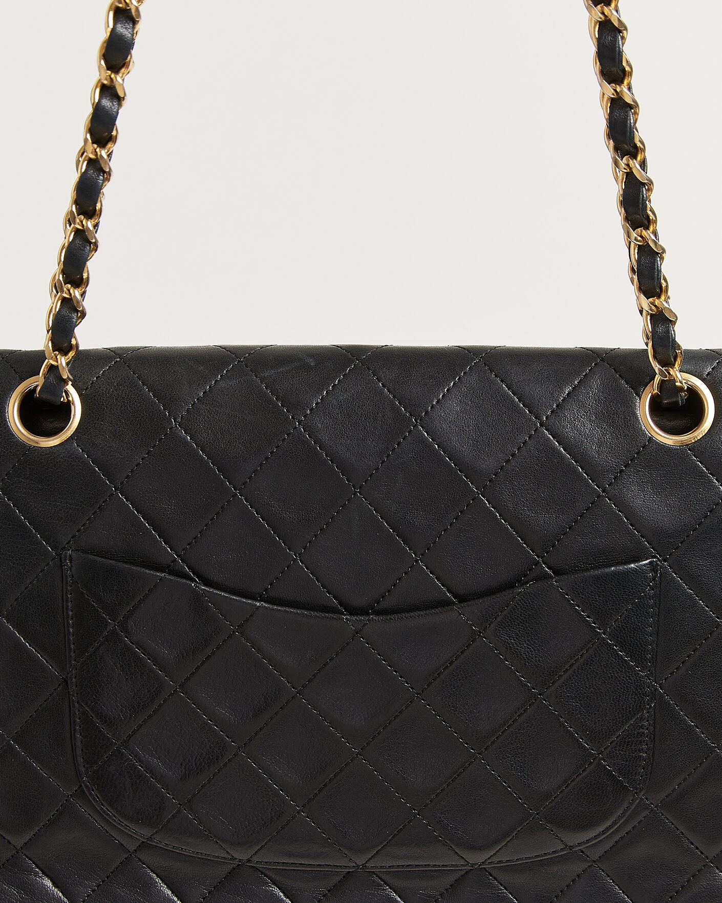 Uomini | Chanel Pre-Owned Classic Medium Double Flap Bag Lambskin Black | Chanel Pre-Owned | Classic Medium Double Flap Bag Lambskin Black