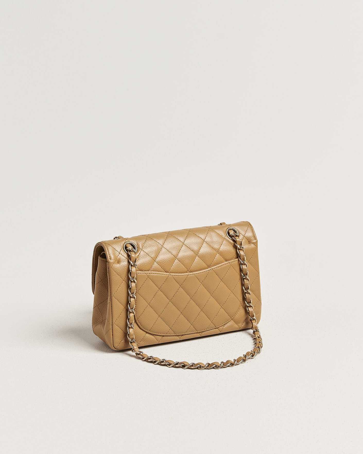 Uomini | Pre-Owned & Vintage Bags | Chanel Pre-Owned | Classic Small Double Flap Bag Caviar Leather Beige