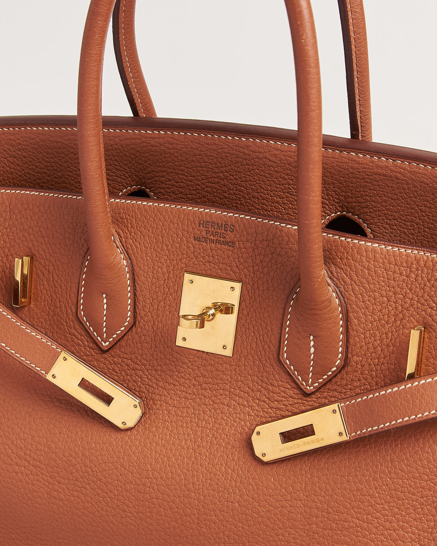 Uomini | Pre-Owned & Vintage Bags | Hermès Pre-Owned | Birkin 35 Togo Leather Cognac Brown