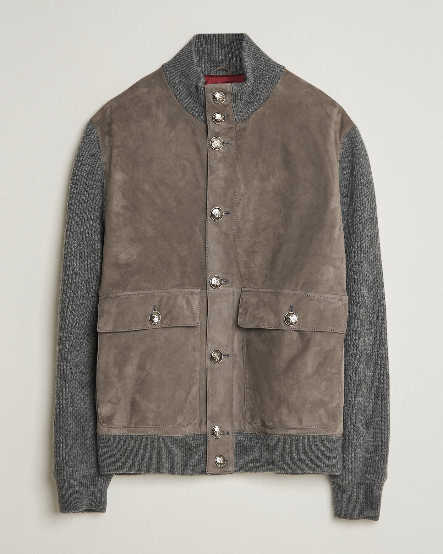 Uomini | Giacche | Brunello Cucinelli | Cashmere/Suede Down Jacket Grey Melange