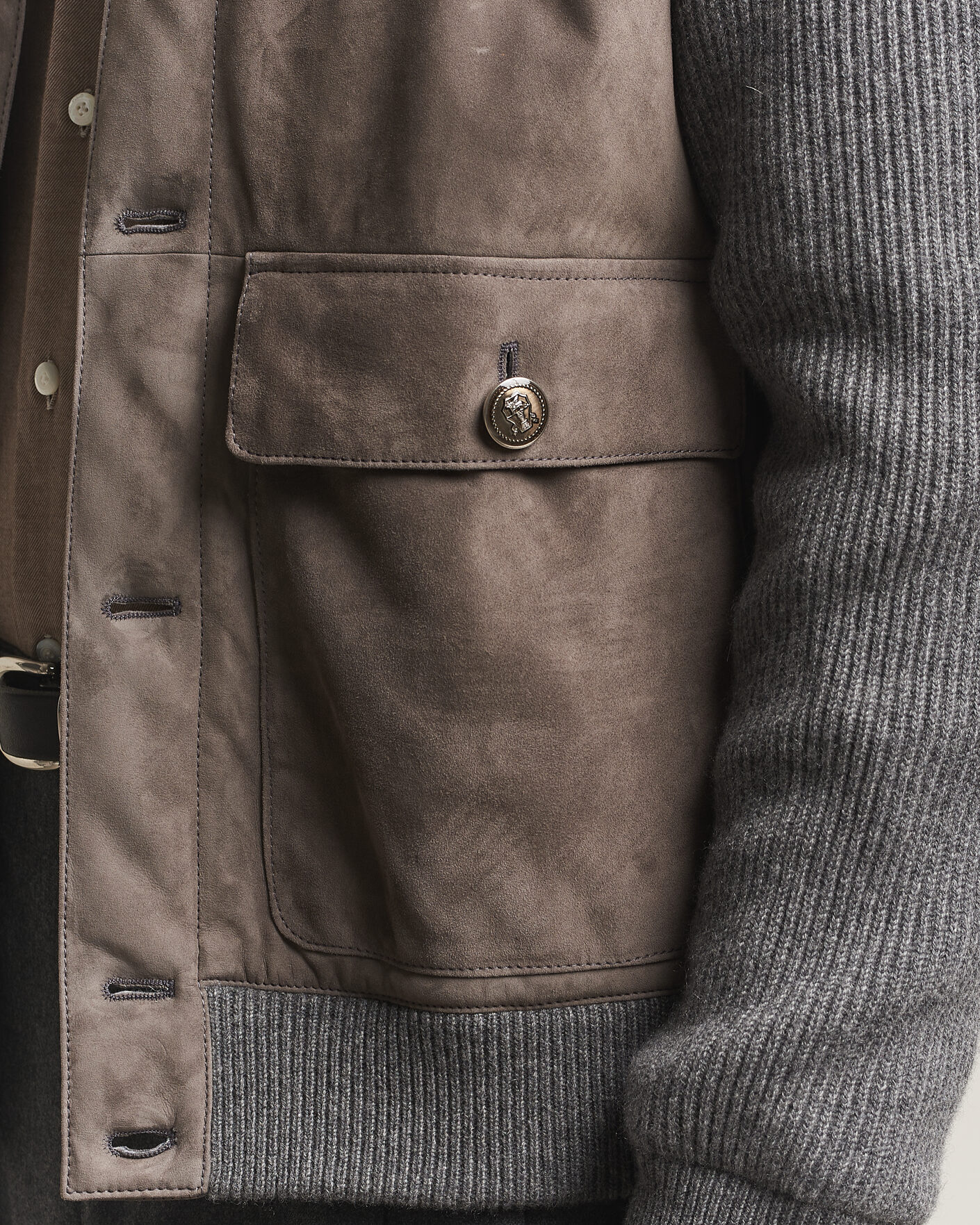 Uomini | Giacche | Brunello Cucinelli | Cashmere/Suede Down Jacket Grey Melange
