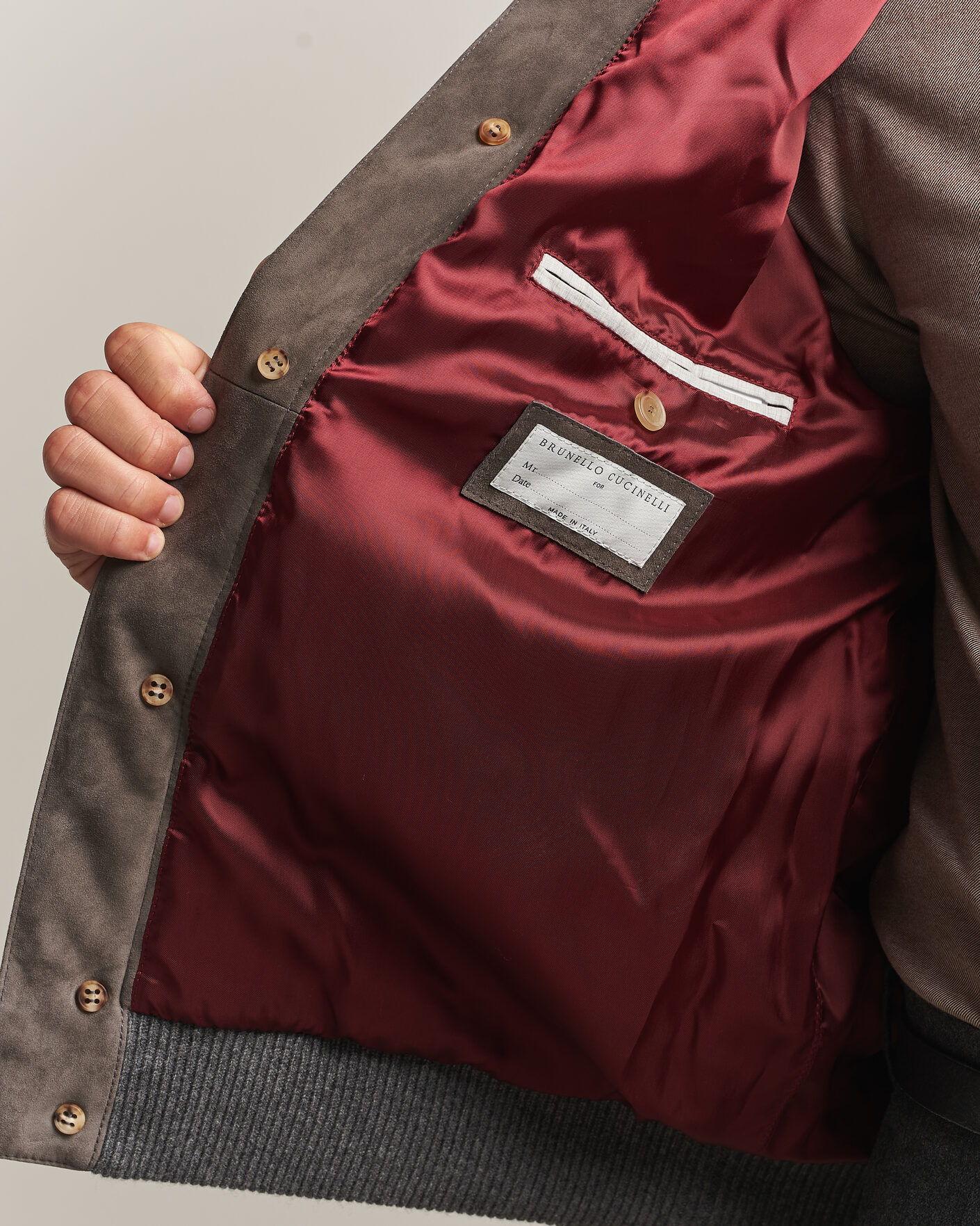 Uomini | Giacche | Brunello Cucinelli | Cashmere/Suede Down Jacket Grey Melange