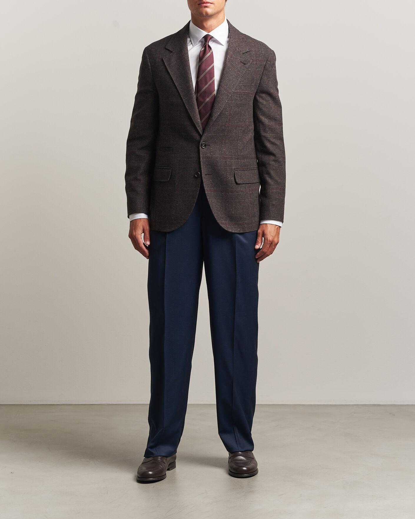 Uomini | Blazers | Brunello Cucinelli | Cashmere/Silk Prince Of Wales Blazer Dark Brown
