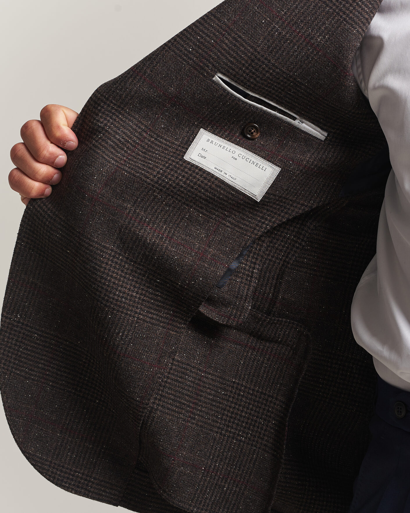 Uomini | Blazers | Brunello Cucinelli | Cashmere/Silk Prince Of Wales Blazer Dark Brown