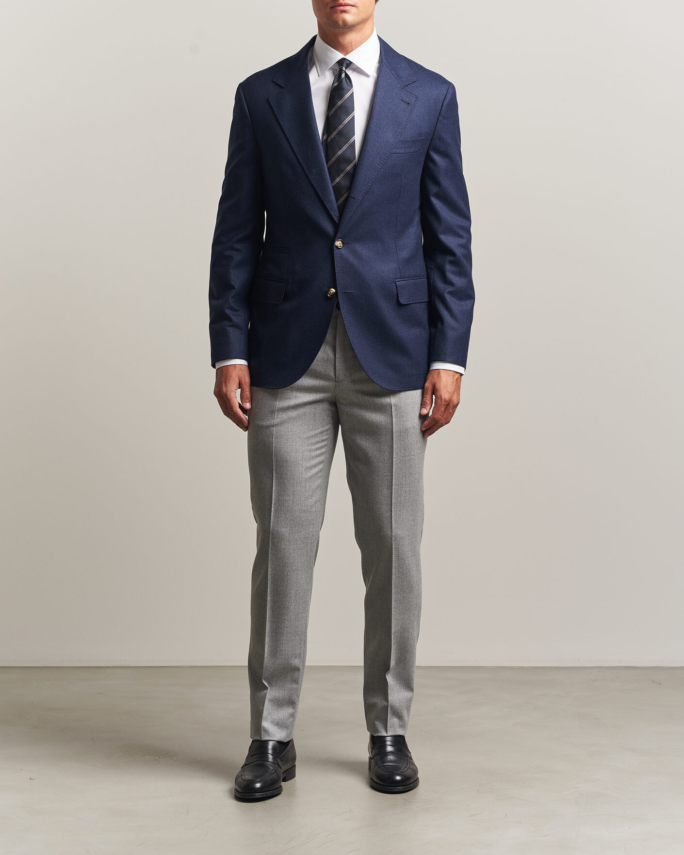 Uomini | Pantaloni | Brunello Cucinelli | Slim Fit Flannel Trousers Light Grey