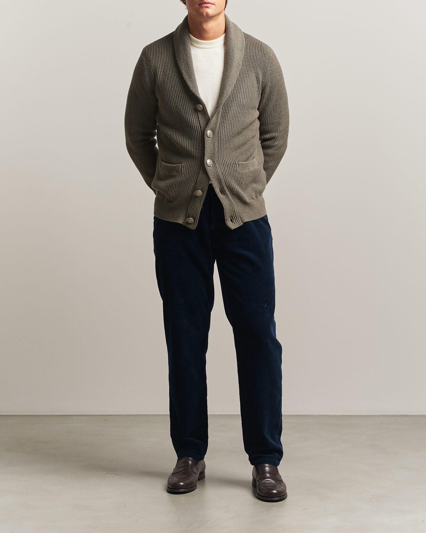 Uomini | Pantaloni | Brunello Cucinelli | Leisure Fit Corduroy 5-Pocket Pants Navy