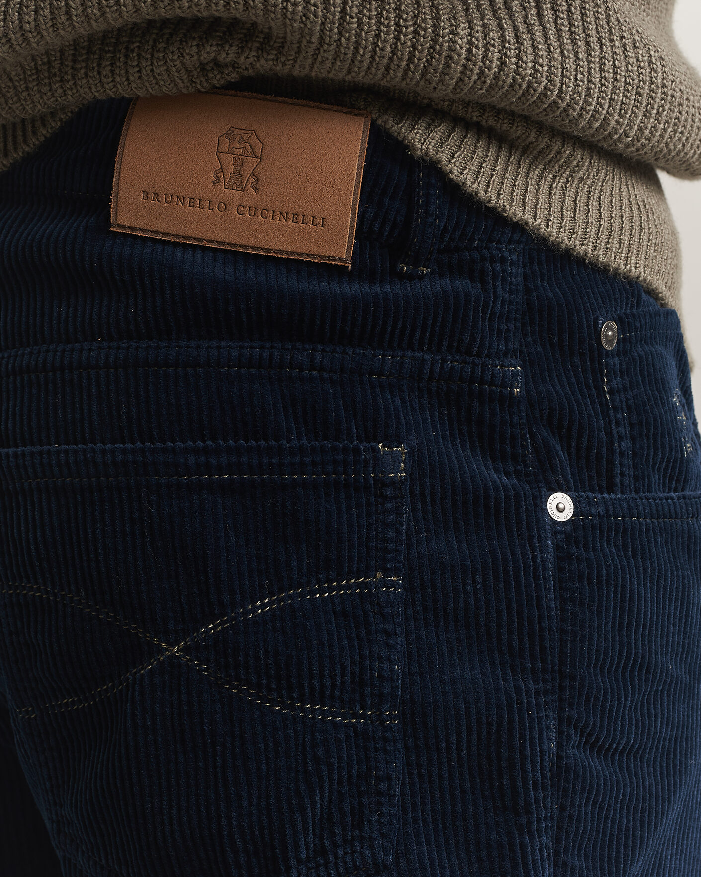 Uomini | Pantaloni | Brunello Cucinelli | Leisure Fit Corduroy 5-Pocket Pants Navy