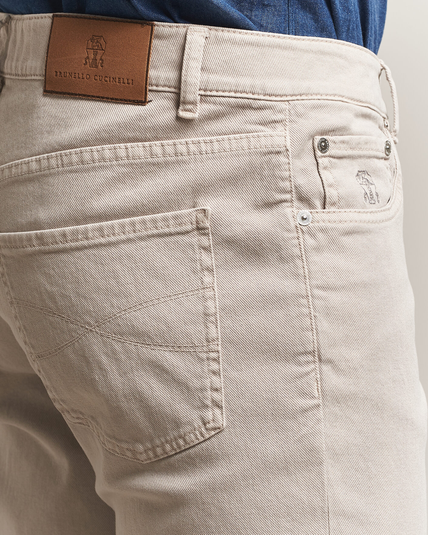 Uomini | Pantaloni | Brunello Cucinelli | Slim Fit Bull Denim Pants Beige