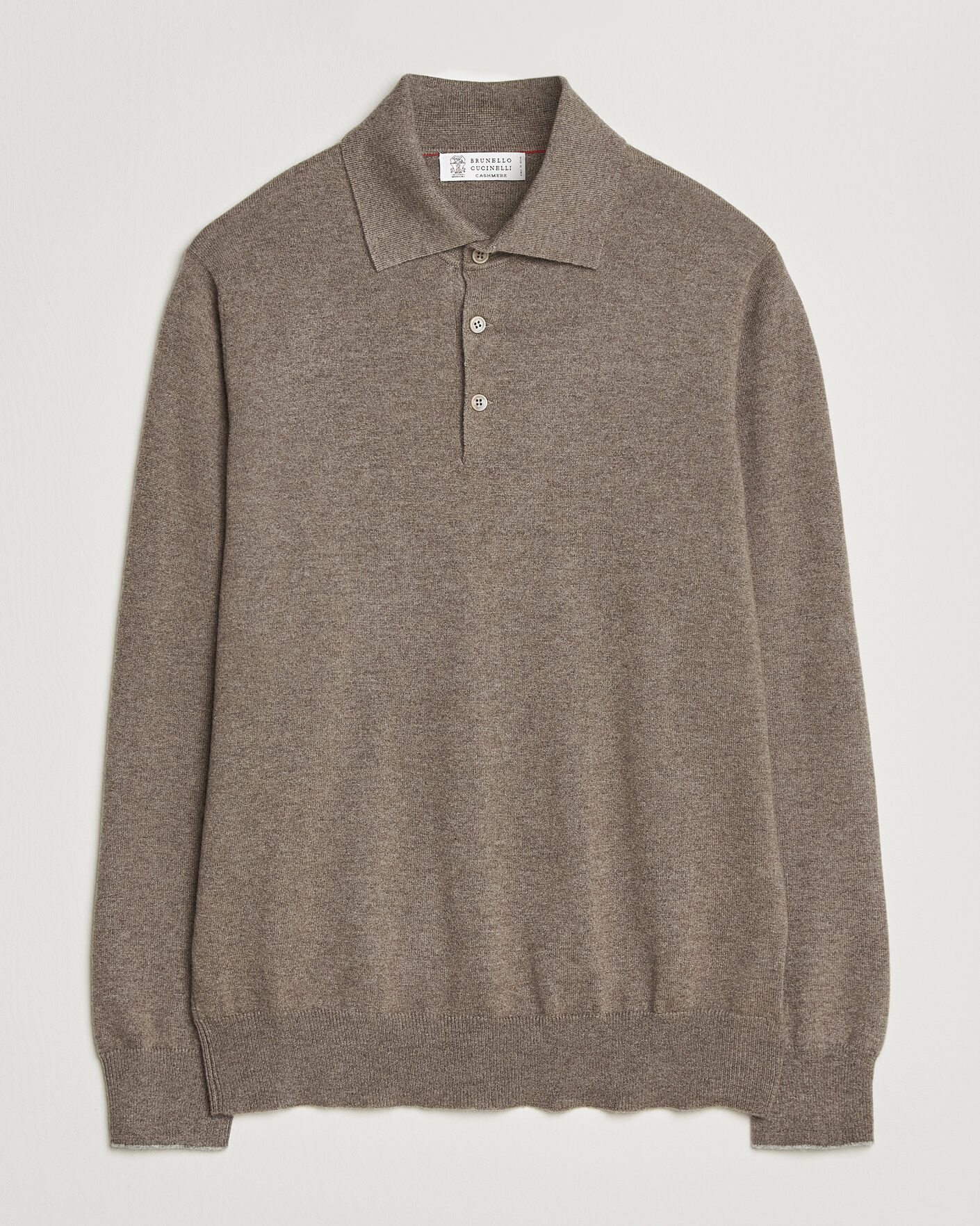 Uomini | Maglieria | Brunello Cucinelli | 2 Ply Cashmere Long Sleeve Polo Brown
