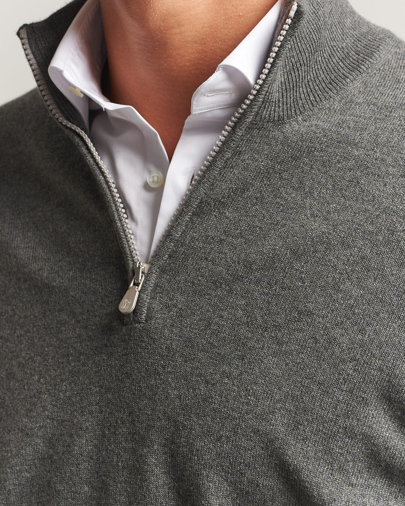 Uomini | Maglieria | Brunello Cucinelli | 2 Ply Cashmere Half Zip Forest Green