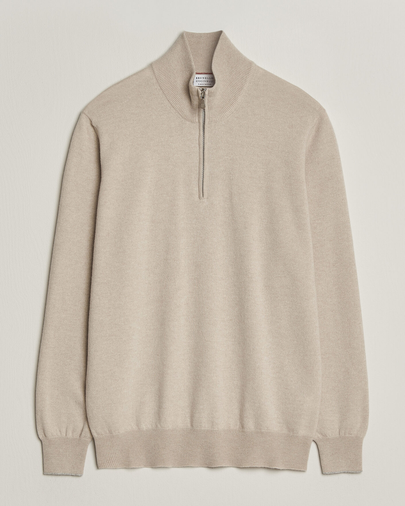 Uomini | Maglieria | Brunello Cucinelli | 2 Ply Cashmere Half Zip Sand