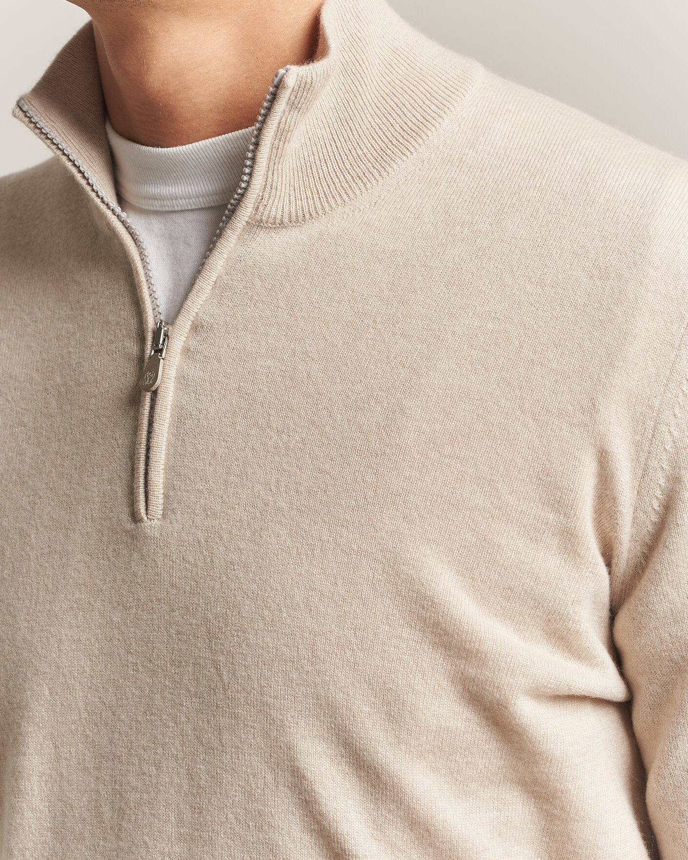 Uomini | Maglieria | Brunello Cucinelli | 2 Ply Cashmere Half Zip Sand