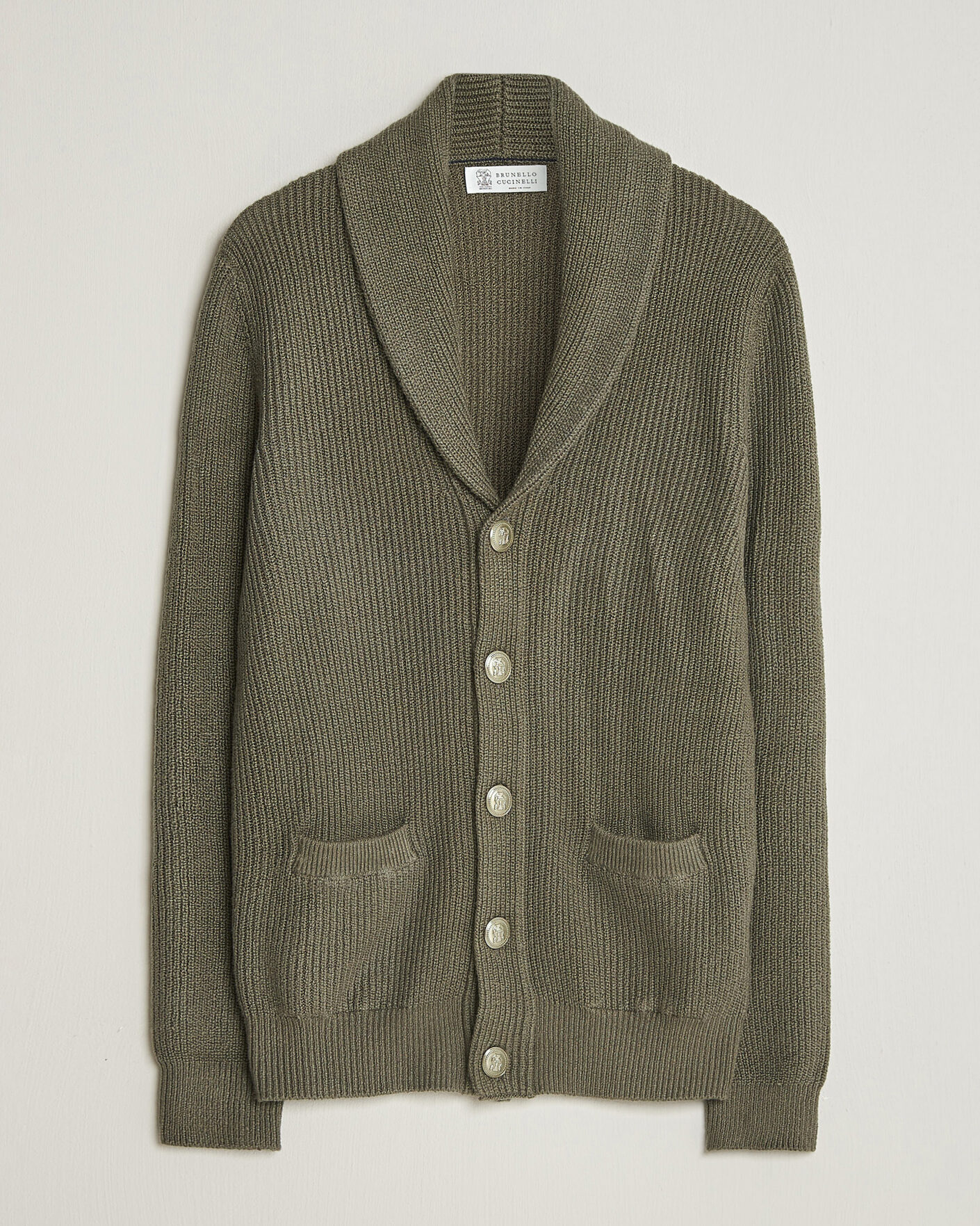 Uomini | Maglieria | Brunello Cucinelli | Shawl Collar Cardigan Forest Green