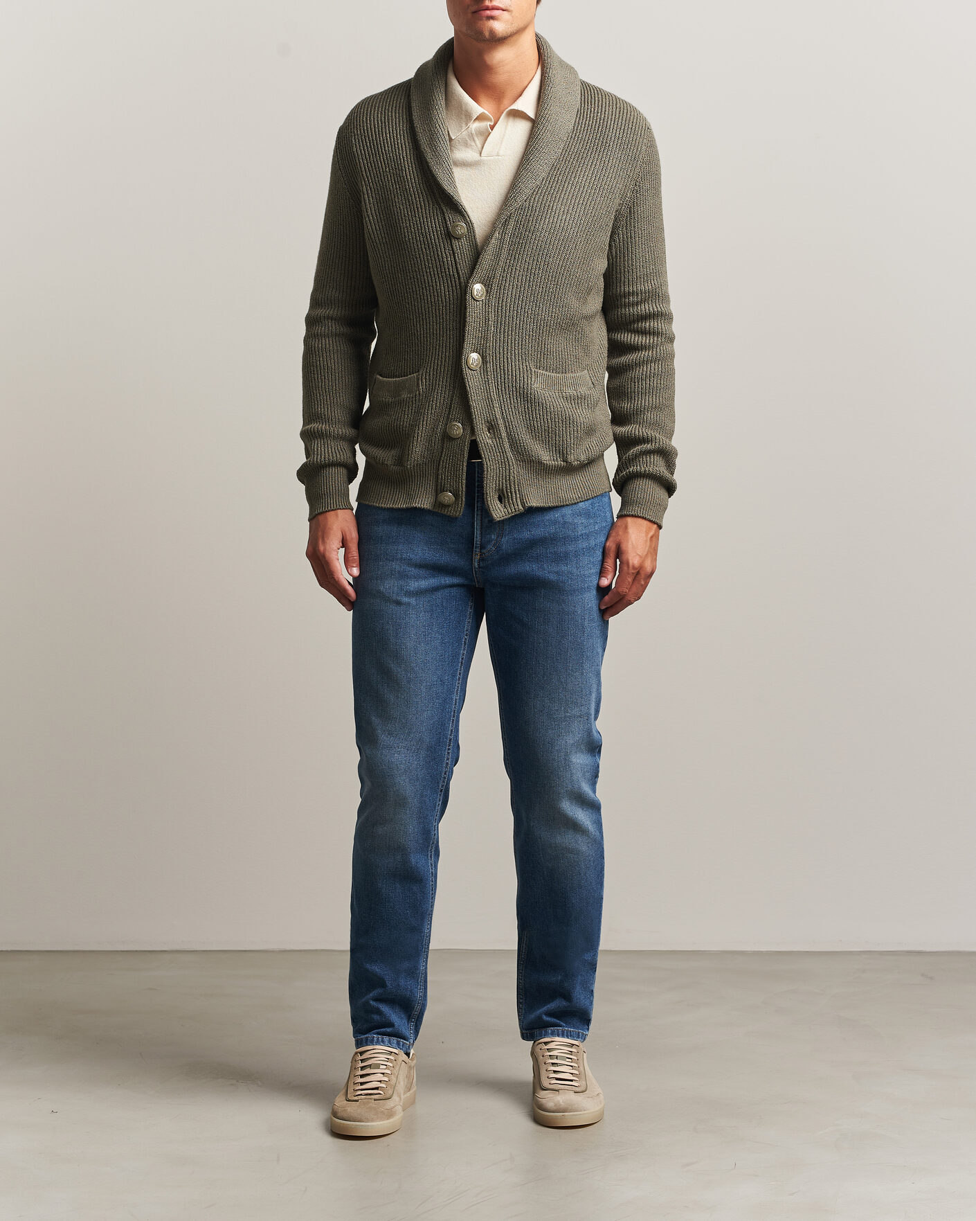 Uomini | Maglieria | Brunello Cucinelli | Shawl Collar Cardigan Forest Green