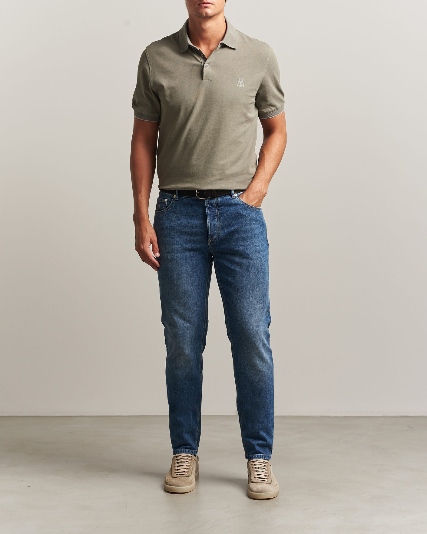 Uomini | Polo | Brunello Cucinelli | Short Sleeve Logo Polo Olive