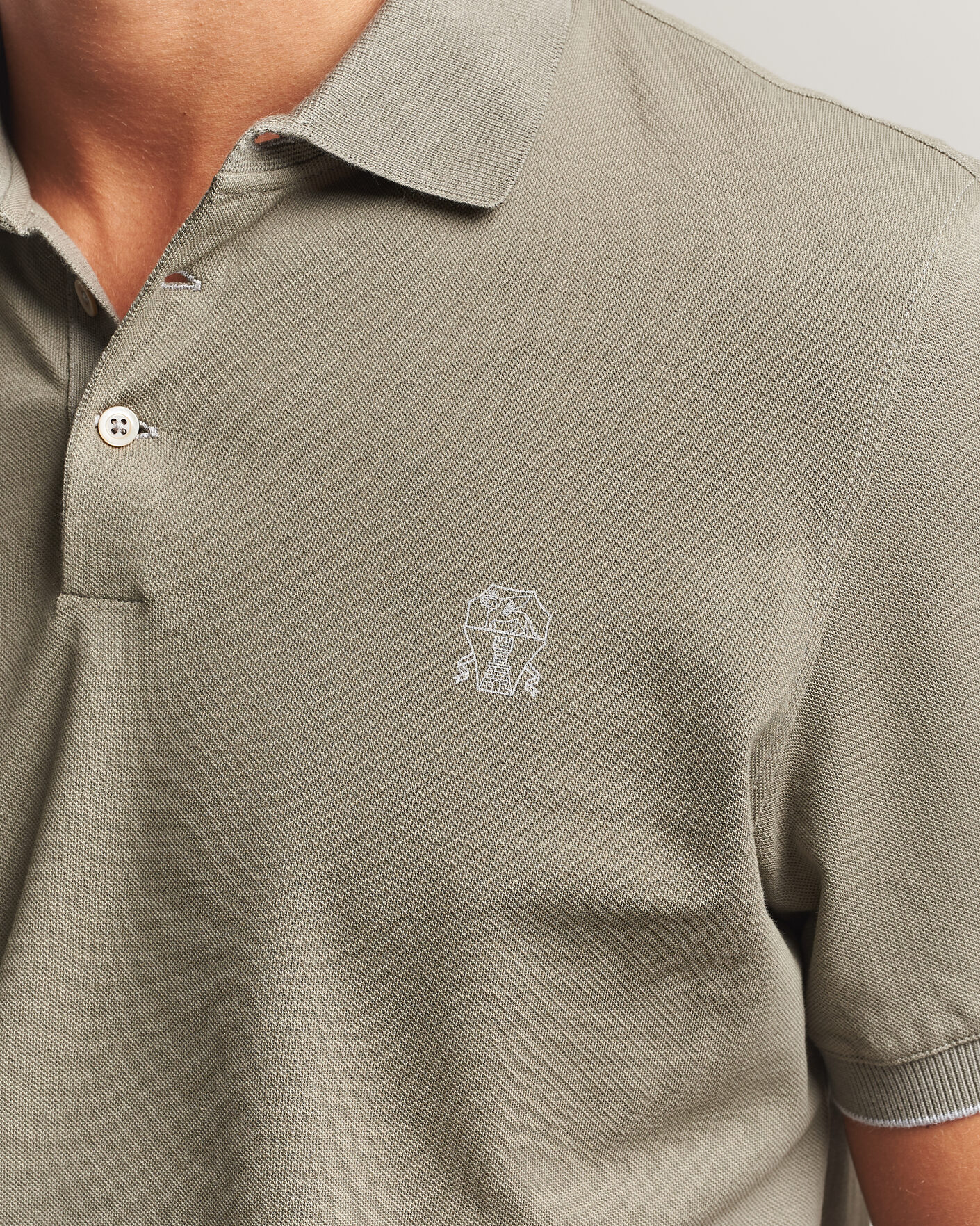 Uomini | Polo | Brunello Cucinelli | Short Sleeve Logo Polo Olive