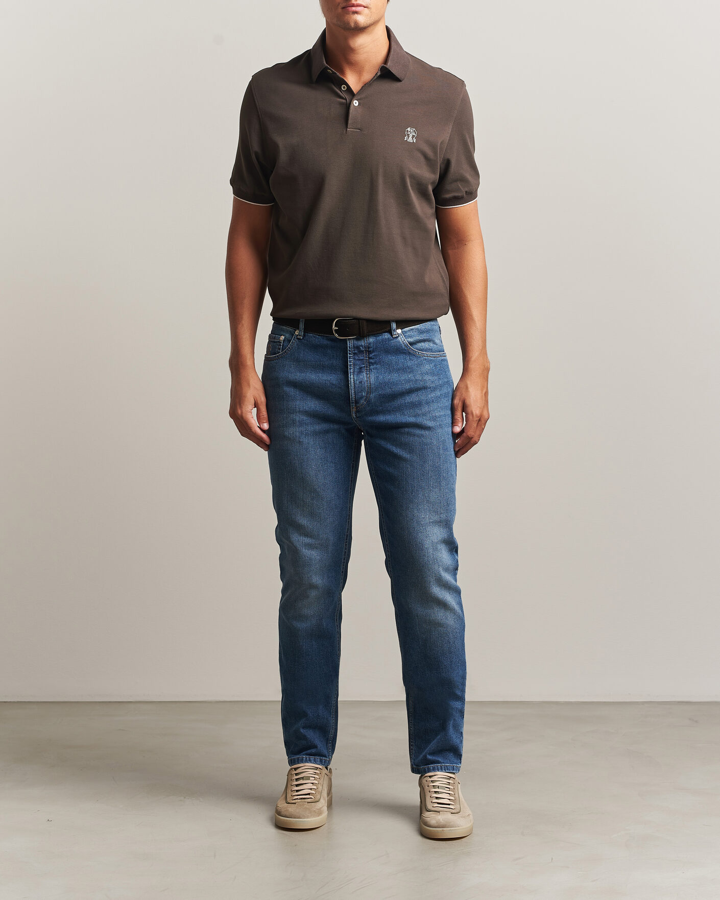 Uomini | Polo | Brunello Cucinelli | Short Sleeve Logo Polo Dark Brown