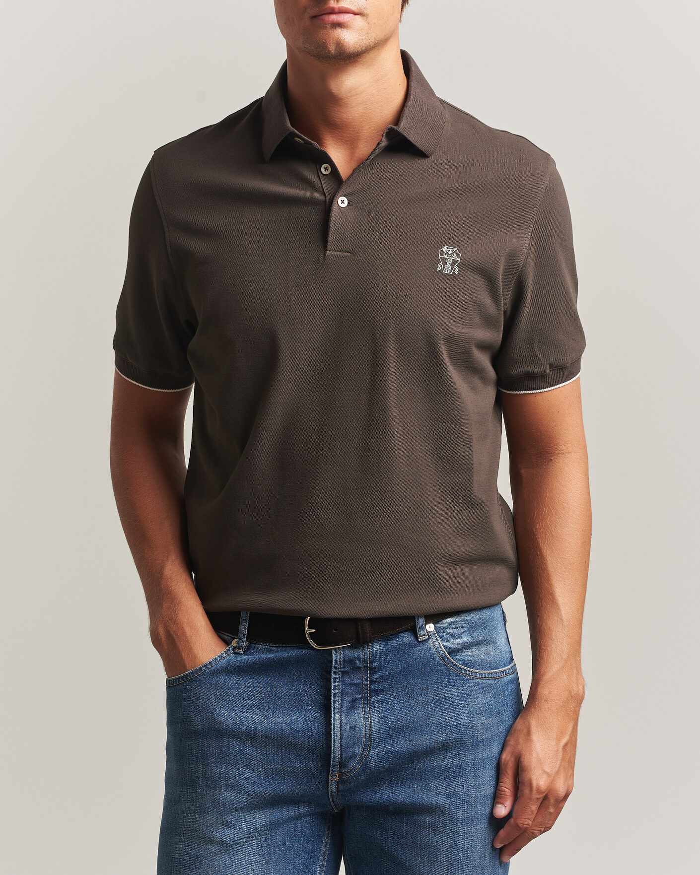 Uomini | Polo | Brunello Cucinelli | Short Sleeve Logo Polo Dark Brown