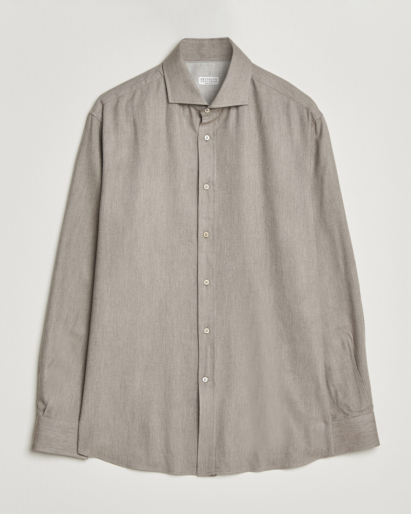 Uomini | Camicie | Brunello Cucinelli | Cotton Flannel Shirt Granite