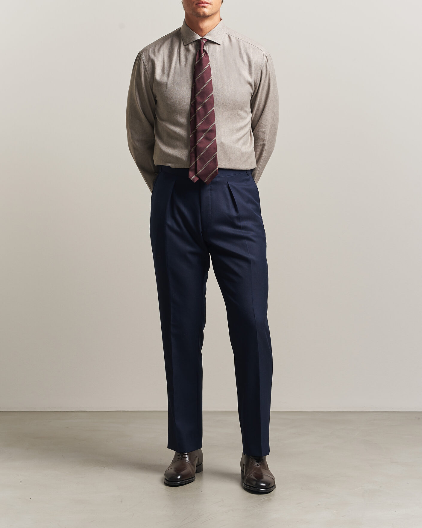 Uomini | Camicie | Brunello Cucinelli | Cotton Flannel Shirt Granite
