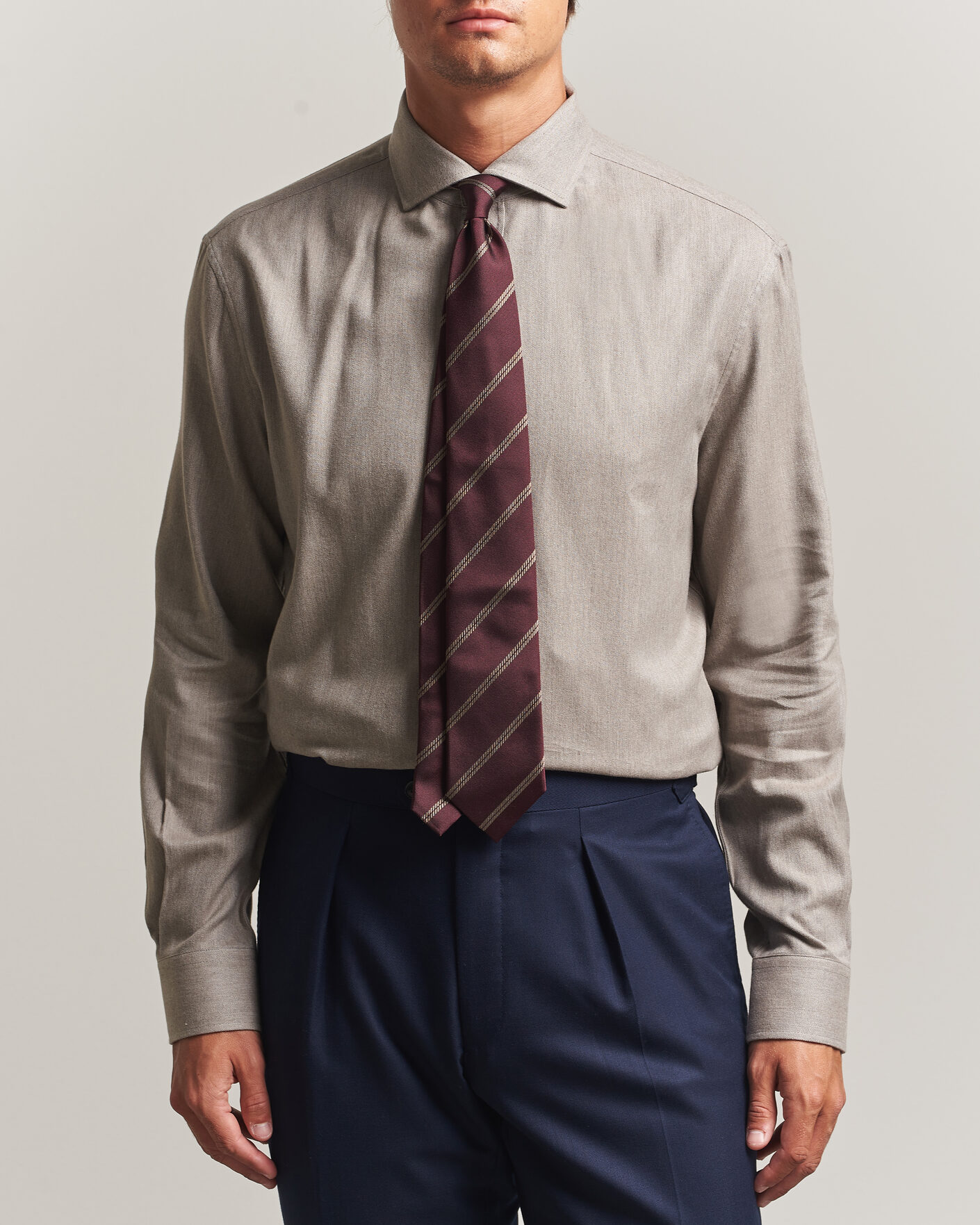 Uomini | Camicie | Brunello Cucinelli | Cotton Flannel Shirt Granite