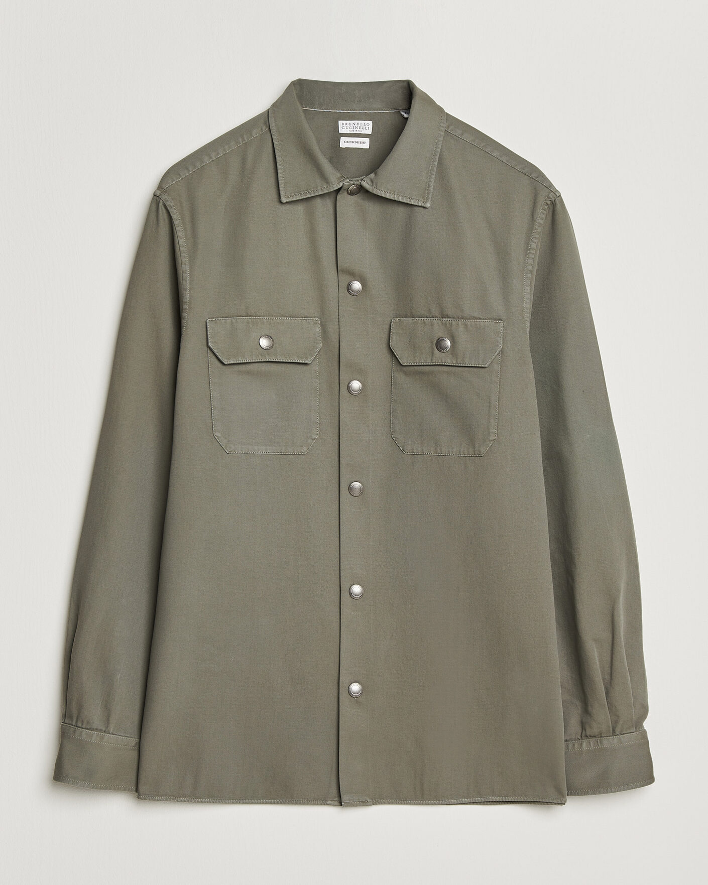 Uomini | Camicie | Brunello Cucinelli | Twill Cotton Overshirt Olive