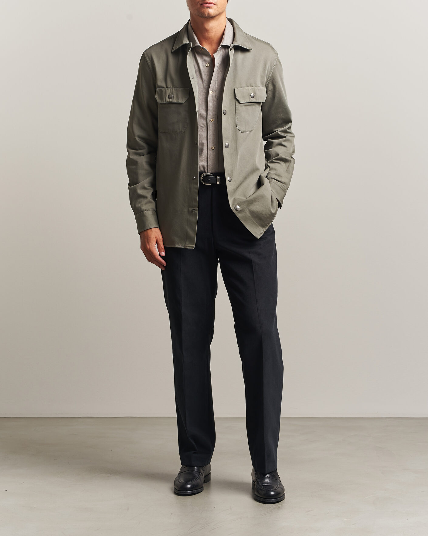 Uomini | Camicie | Brunello Cucinelli | Twill Cotton Overshirt Olive