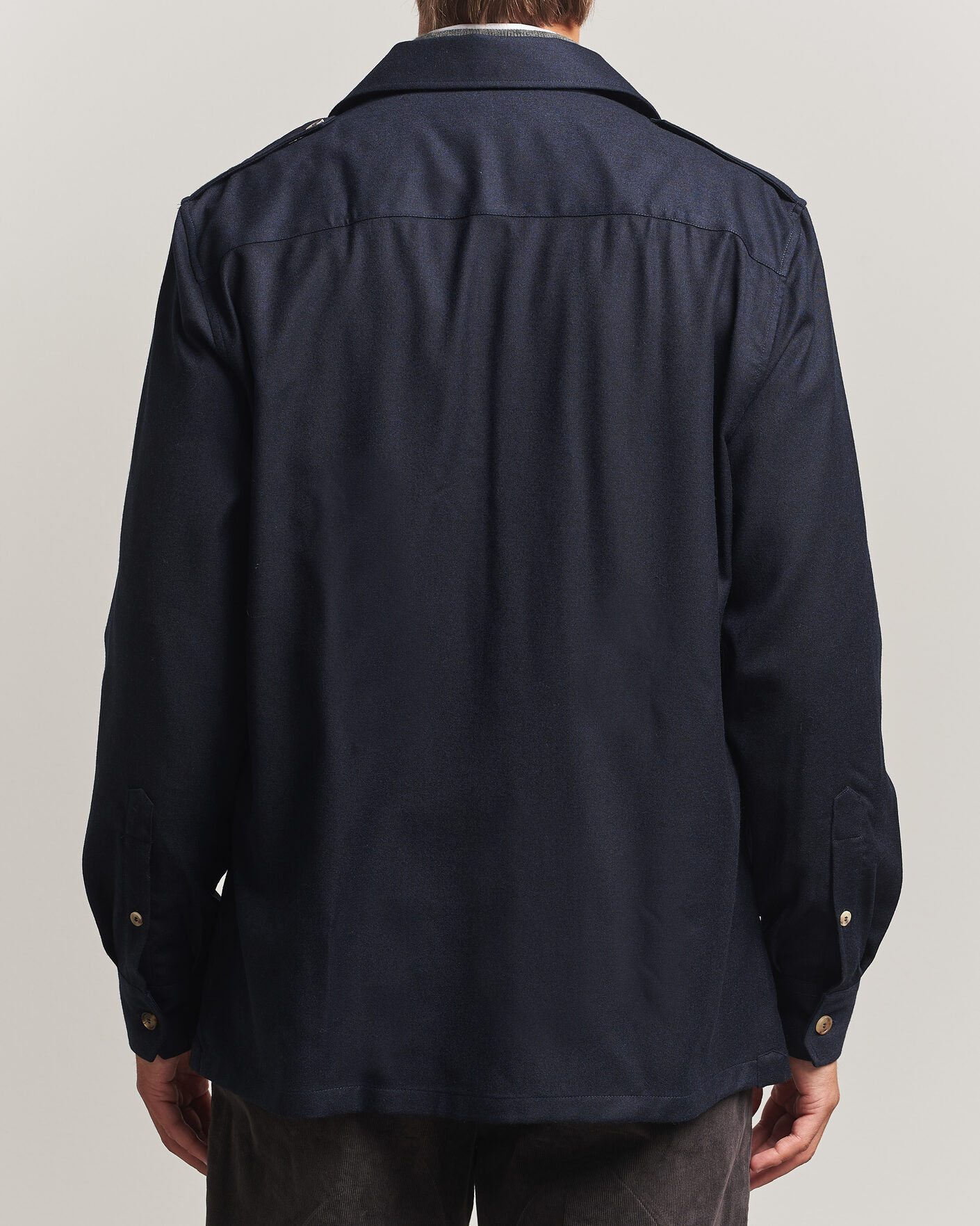 Uomini | Camicie | Brunello Cucinelli | Flannel Double Pocket Overshirt Navy